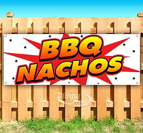 BBQ Nachos Banner 13 Oz | לא-פאברי | ויניל כבד-חובה חד צדדי עם מלגות מתכת